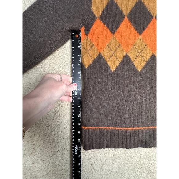 Vtg 90s Rafaella Argyle Lambswool Rabbit Hair Turtleneck Sz M Fall Thanksgiving - Picture 13 of 16